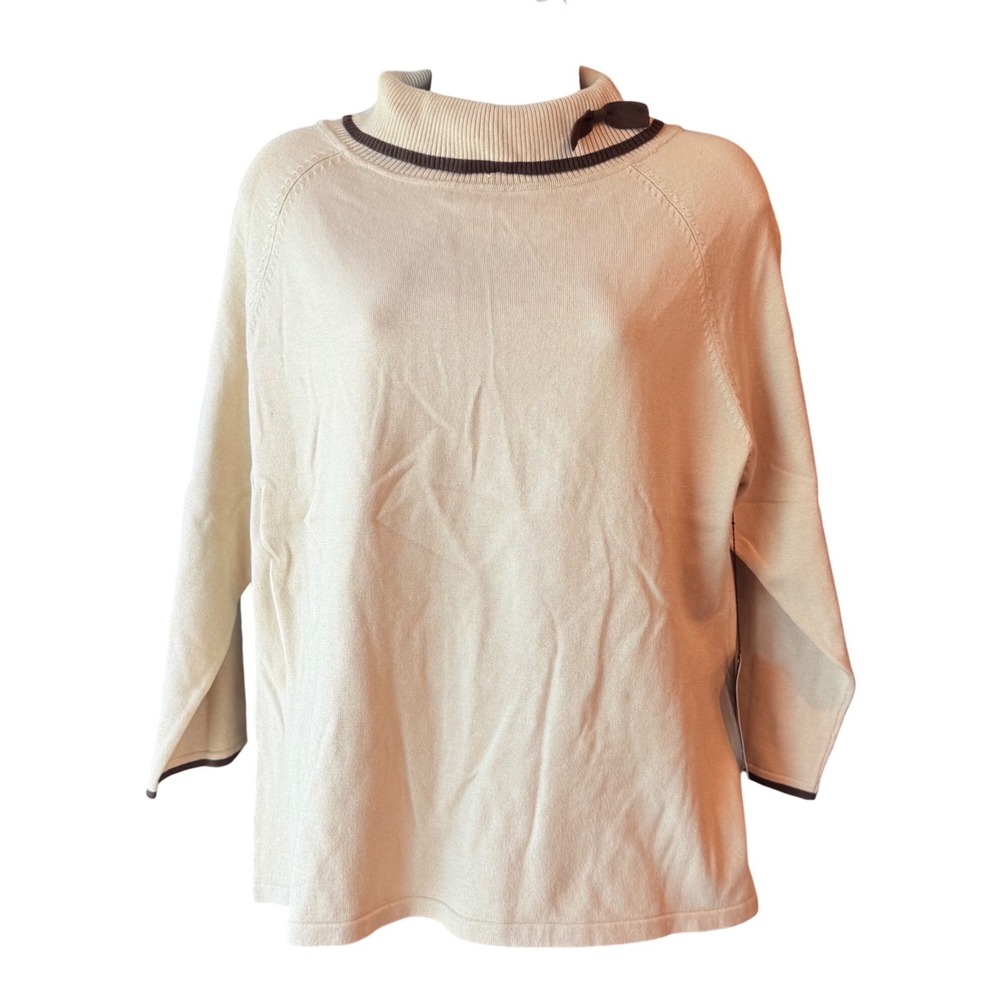 Bentley A. Silk Blend Turtleneck Sweater Butter Beige Size Large New With Tag